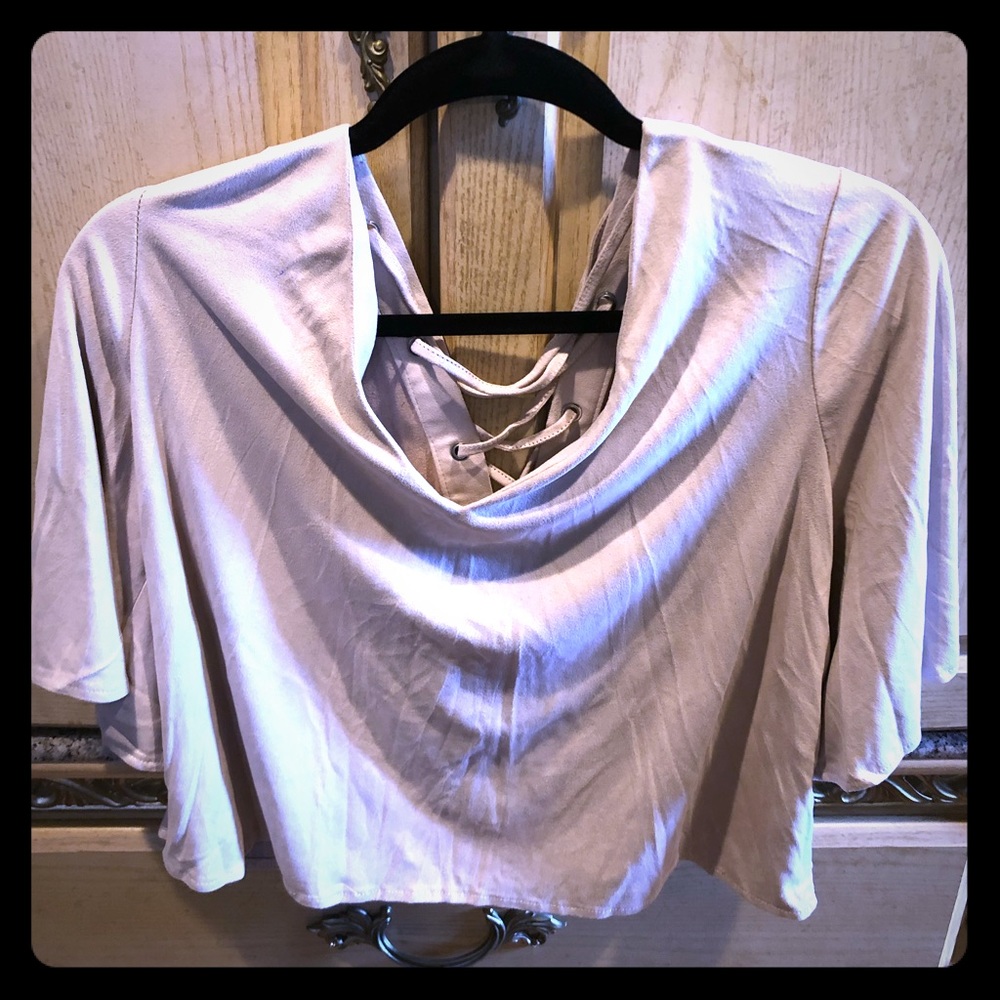Pinkish cream colored suede crop top